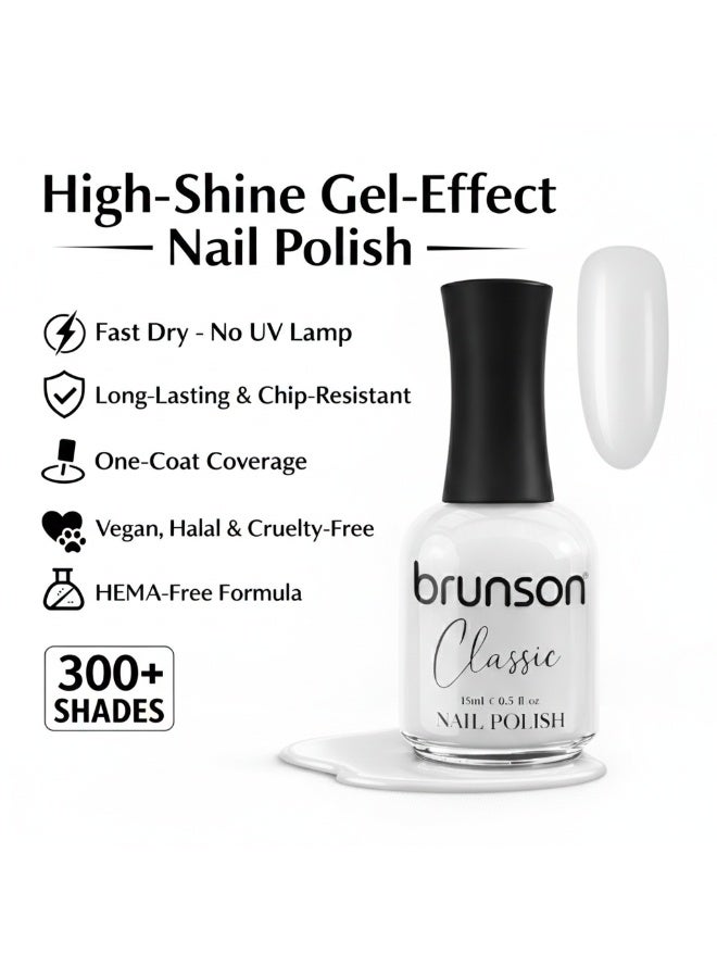 Brunson Classic Nail Polish 18ml Fast Dry Nail Lacquer Nail Harderner Normal Polish Glossy Gel Effect Quick Air Dry Long-Lasting Natural Nail Enamel Salon Quality Manicure Pedicure Regular Polish - Image 3